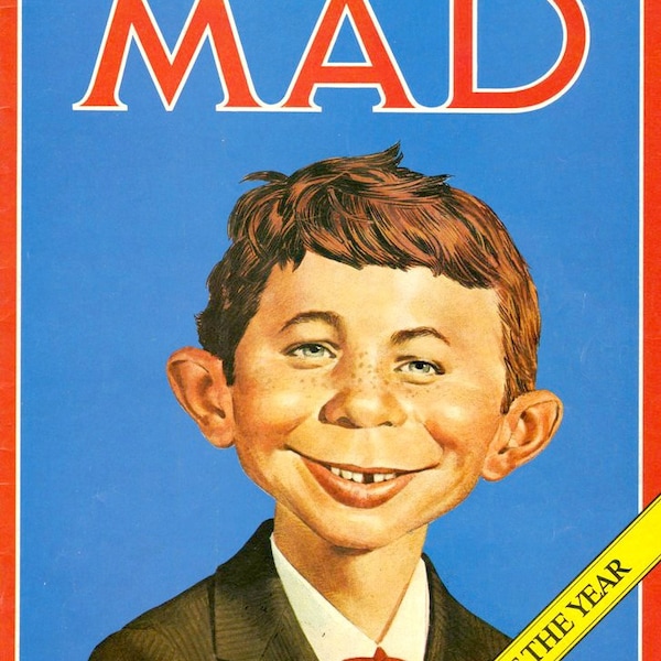 4.75" Alfred E. Neuman Man of the Year vinyl sticker. MAD Magazine decal for car