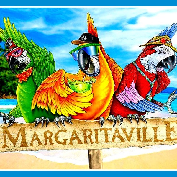 4.75" Jimmy Buffett Margaritaville vinyl sticker. Parrot Head decal for car, boat, guitar, laptop, bong etc.