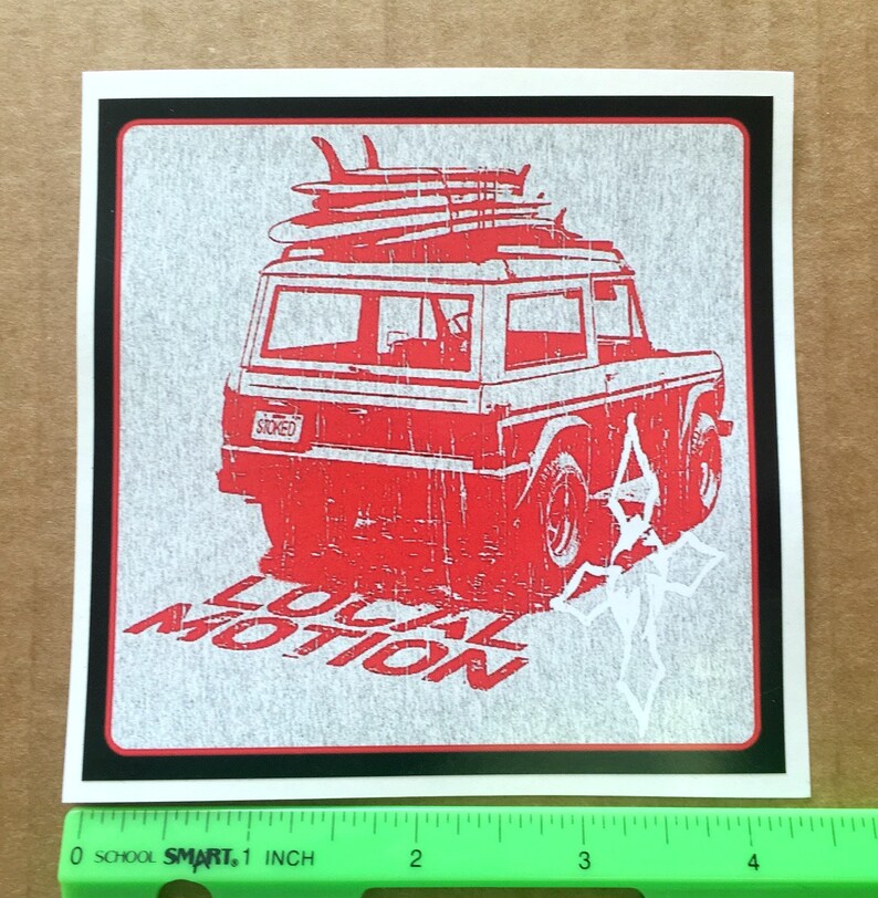 4.25 Local Motion surfing vinyl sticker. Classic surfer | Etsy