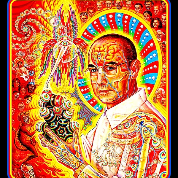 BIG 4.75" Psychedelic Albert Hofmann Discovers LSD vinyl sticker. Trippy mushroom, DMT decal for car, laptop, tumbler, bong, etc.