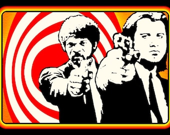Calcomanía de vinilo brillante estilo retro Jules & Vincent de 4.5 ". Calcomanía de Quentin Tarantino Pulp Fiction para automóvil, computadora portátil, vaso, etc.