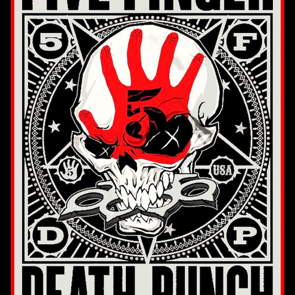 5" Five Finger Death Punch vinyl sticker. 5FDP Heavy Metal decal for car, guitar etc.