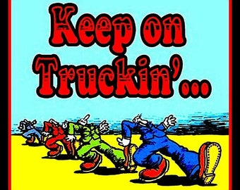 Calcomanía de vinilo de 4" "Keep on Truckin'". Calcomanía de Grateful Dead y R. Crumb para auto y laptop.