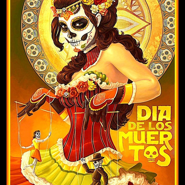 4.5" Dia De Los Muertos vinyl sticker. Mexican Day of the Dead Sugar Skull decal for car, laptop, tumbler etc.