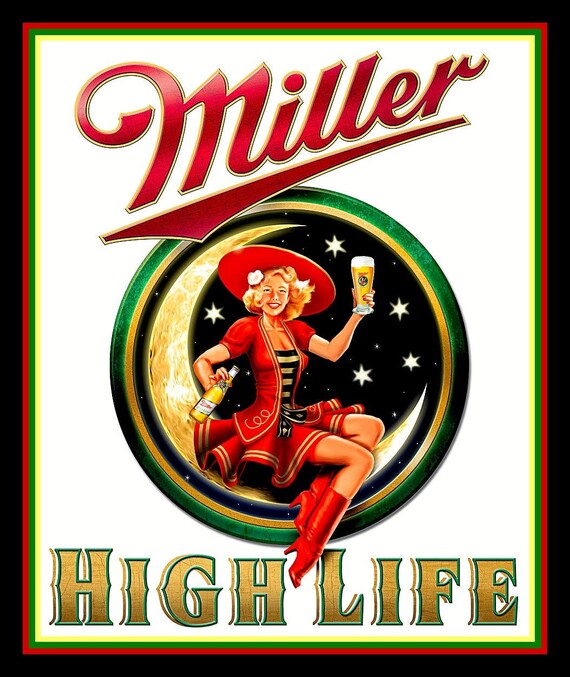 Miller High Life Girl In The Moon Pint Glass Set