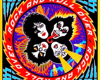Calcomanía de vinilo KISS Rock & Roll Over de 4". Calcomanía de heavy metal para computadora portátil y guitarra.