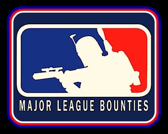 Pegatina de vinilo divertida de BOBA FETT Major League Bounties de 4,25". Mandaloriano, Star Wars, Empire, calcomanía de ciencia ficción para coche, portátil, vaso, etc.