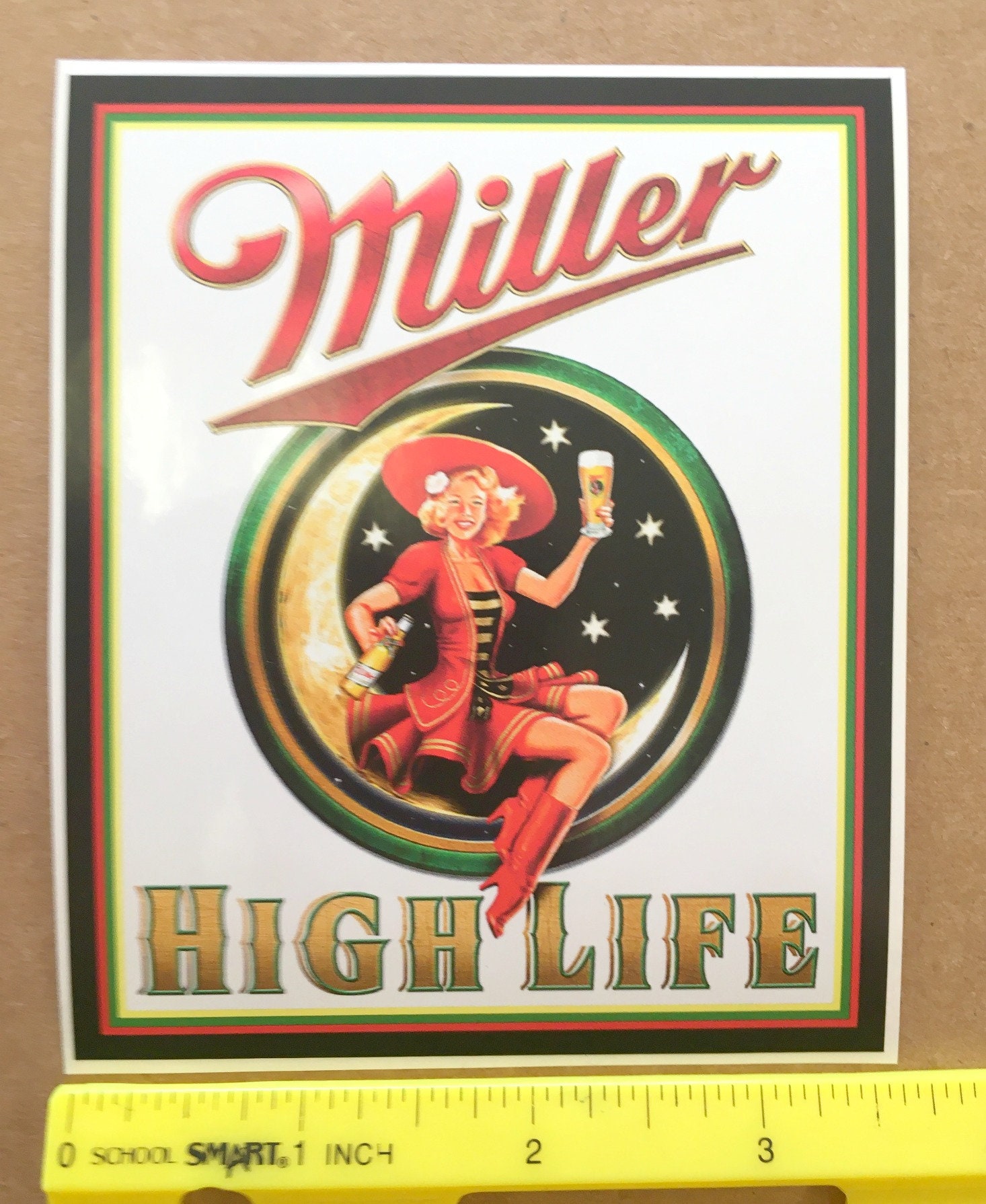 Miller High Life Vintage Vinyl Sticker Decal 14" full 