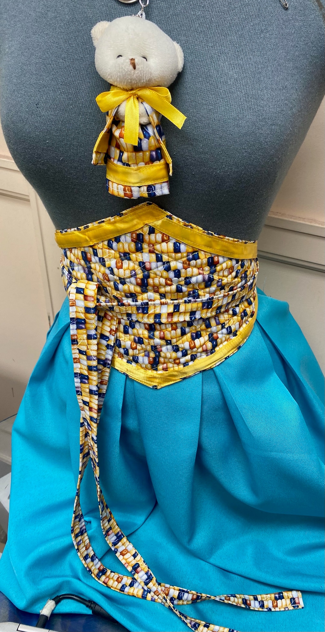 Quilted Maize With Ribbon Wrap Belt With Matching Prayer Bear Etsy