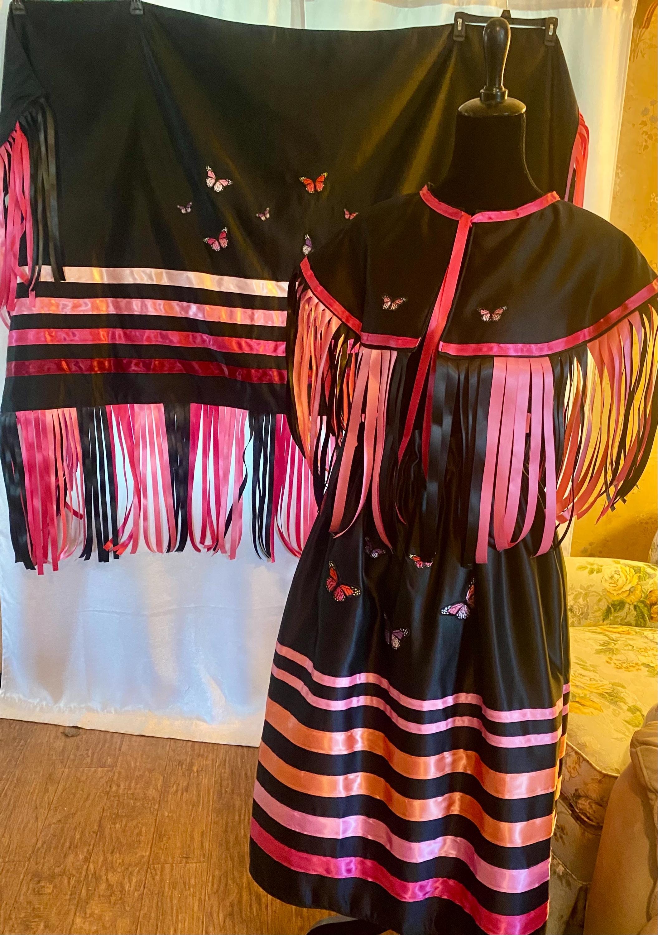 fancy shawl dress designs Custom Fancy Shawl Regalia Shawl and dress. Appliqu cape, leggings & mocs #powwow #indigenous #ojibwe #anishinaabe #indigenousowned #manitoba #powwowseason #customorder #custompowwowregalia #powwowregalia #powwowtime #powwowtrail