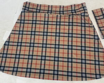 Plaid Luxury Stretch Skirt with headband