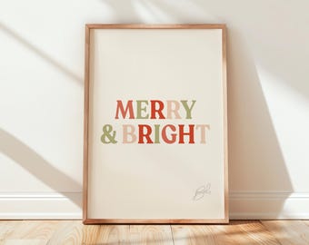 Merry & Bright - Art Print - Christmas - Holiday - Wall Art - Home Decor