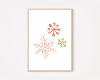 Snowflakes - Art Print - Christmas - Holiday - Watercolor - Home Decor - Wall Hanging - Winter