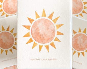 Sending You Sunshine Greeting Card - Watercolor Boho Friendship Card