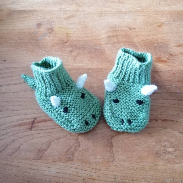 Hand Knitted Dinosaur Booties