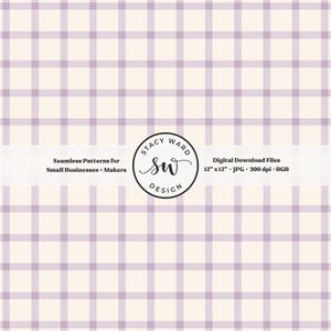 Soft Lilac Plaid Seamless Pattern, Boho Purple Pastel Gingham Digital File, Vintage Windowpane Sublimation Tile for Custom Printing