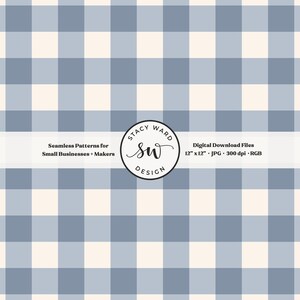 Pastel Blue Gingham Seamless Pattern, Muted Grandmillenial Classic Plaid File, Cottagecore Dusty Blue Buffalo Check Digital Fabric JPEG