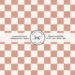 Dusty Rose Checkered Seamless Pattern, Boho Muted Pink Retro Plaid Grid, Vintage Inspired Check Digital Paper File, Fabric Sublimation Print