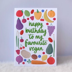 Carte d'anniversaire végétalienne | Fait main | Cadeau végétalien