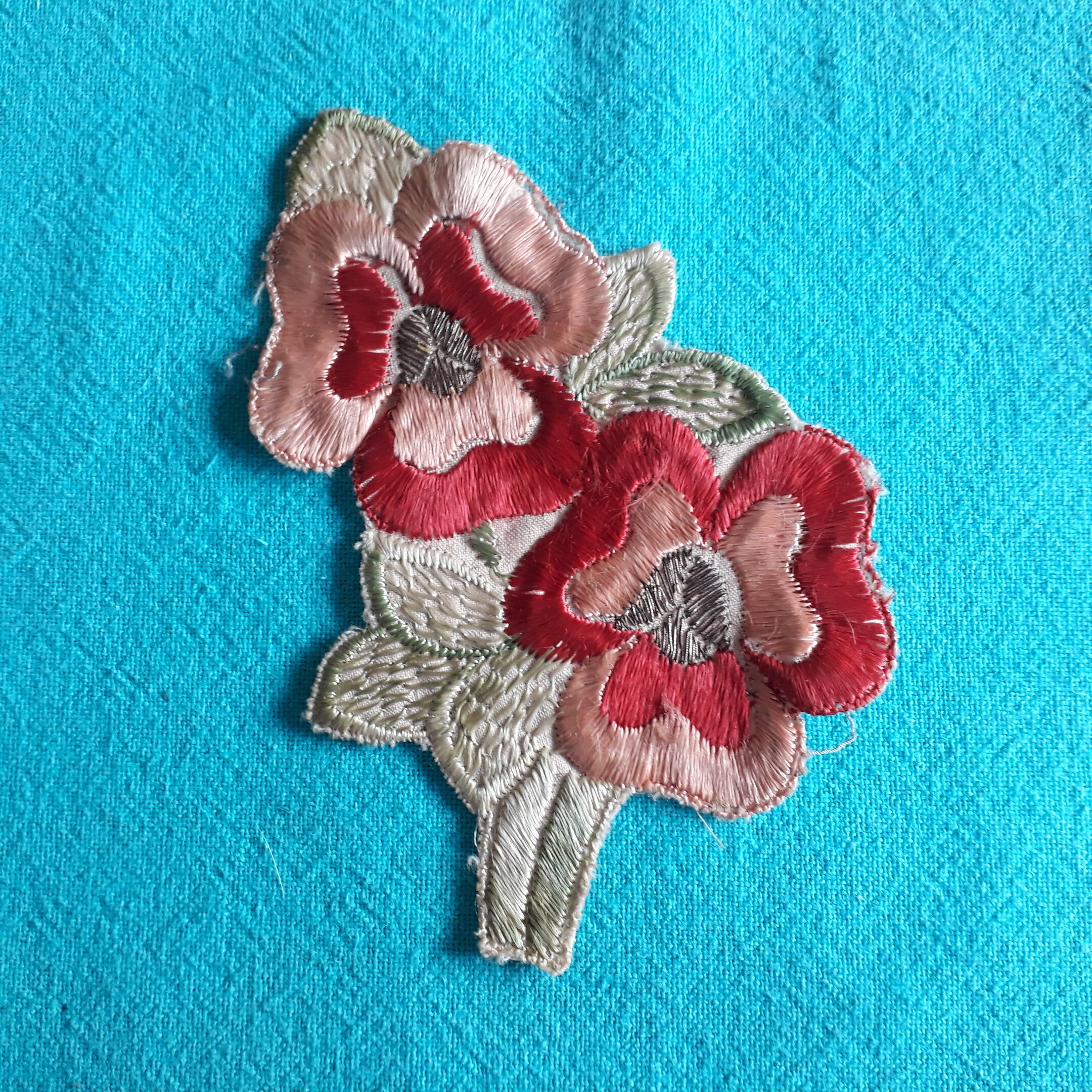 Vintage silk applique of flowers Etsy