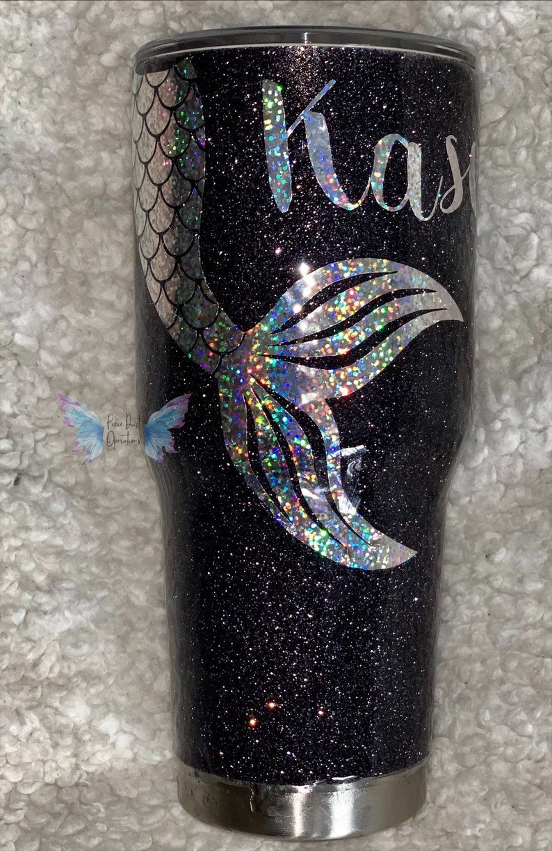 Personalized mermaid glitter tumbler Etsy