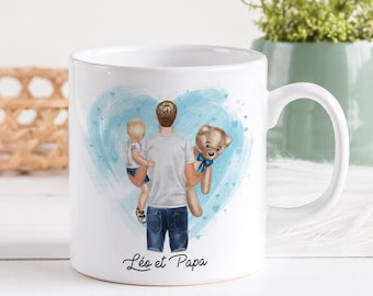 Mug Personnalisé céramique, 325 ou 430ml, Papa, Parrain, tonton.... et enfant