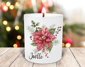 Pot à Bougie personnalisée, Poinsettia de Noël