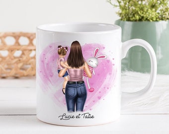 Mug Personnalisé céramique, 325 ou 430ml, Maman, marraine, tatie.... et enfant