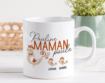 Mug Personnalisé Céramique, 325 ou 430ml, Maman poule