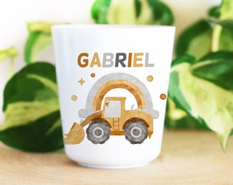 Personalized children's plastic cup, 10 Vehicles to choose from