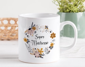 Mug Personnalisé Céramique, 325 ou 430ml, Modèle Couronne de fleurs Liberty