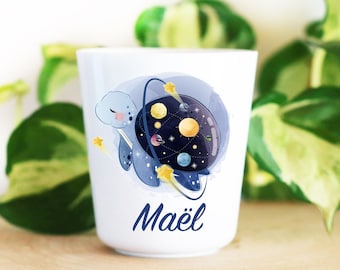 Personalized children's plastic cup, Galaxy Turtle