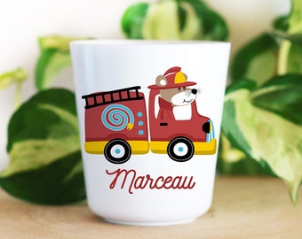 Personalized children's plastic cup, Fire Truck 03