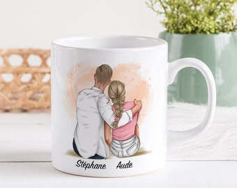 Mug Personnalisé Céramique, 325 ou 430ml, Couple Homme et Femme à personnaliser