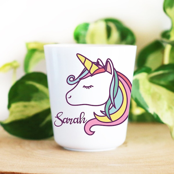 Vaso de plástico infantil personalizado, Unicornio