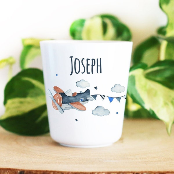 Vaso de plástico infantil personalizado, Avión