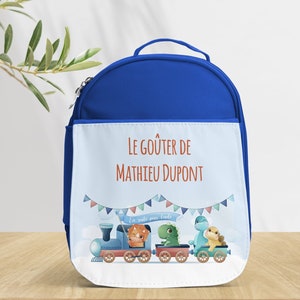 Petit Sac isotherme pour enfant personnalisé, 3 couleurs au choix, Modèle Dino Train