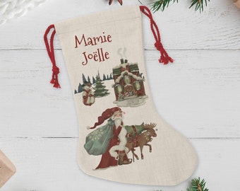 Chaussette de Noël personnalisée, le Père Noël arrive