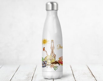 Vintage Guzzini White Thermos Bottle White And Black Plastic Etsy