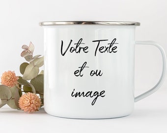 Tasse camping, 270 ou 530ml, Mug émaillé à personnaliser