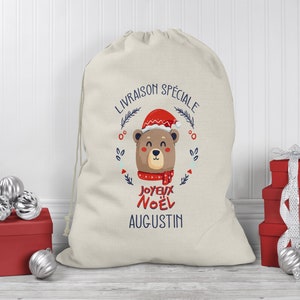 Personalized Christmas bag, Customizable gift basket, Christmas bear gift delivery