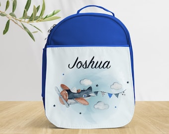 Petit Sac isotherme pour enfant personnalisé, 3 couleurs au choix, Modèle Avion