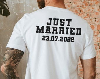 Tee Shirt Jeunes mariés personnalisé, Unisexe, Modèle Just Married