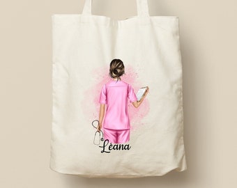 Customizable Cotton Tote Bag - Unique, Eco-Friendly and Reusable Gift, Male and Female Healthcare Staff Model