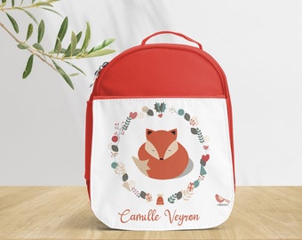 Petit Sac isotherme pour enfant personnalisé, 3 couleurs au choix, Modèle Renard