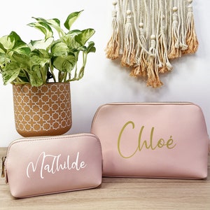 Trousse en simili cuir personnalisée, trousse de toilette, maquillage, Prénom