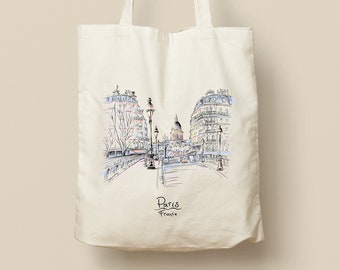 Tote Bag en Coton Personnalisable - Cadeau Unique, Éco-Friendly et Réutilisable, Modèle Paris s'éveille