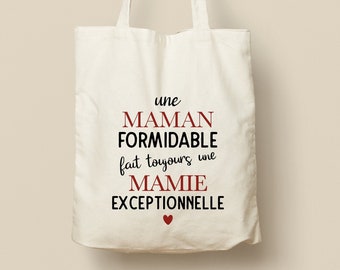 Tote Bag en Coton Personnalisable - Cadeau Unique, Éco-Friendly et Réutilisable, Modèle Maman, Mamie, Soeur, Tatie, Amie, Témoin...