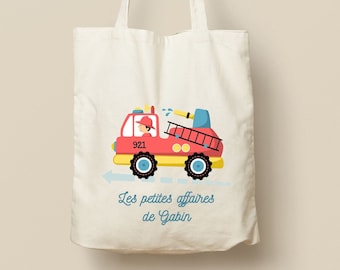 Sacola de algodão personalizável - Presente exclusivo, ecológico e reutilizável, design de caminhão de bombeiros 01