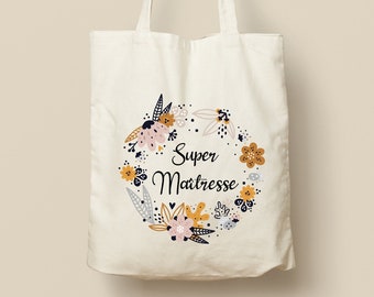 Tote Bag en Coton Personnalisable - Cadeau Unique, Éco-Friendly et Réutilisable, Couronne de fleurs, Modèle Liberty